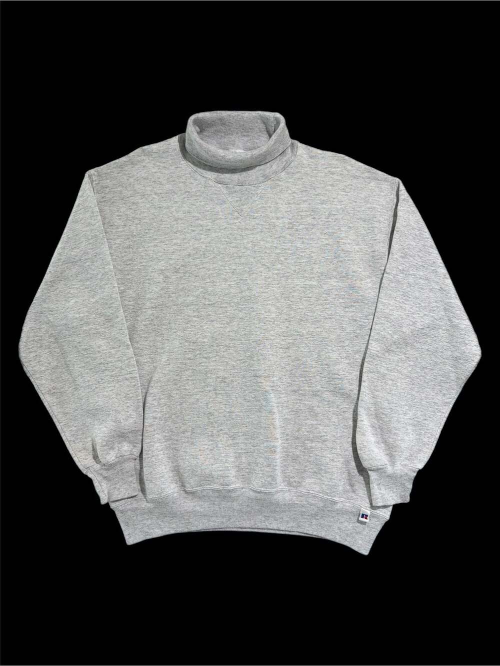 Vintage 90s Russell Athletic Grey Turtleneck Sweatshirt Made in USA